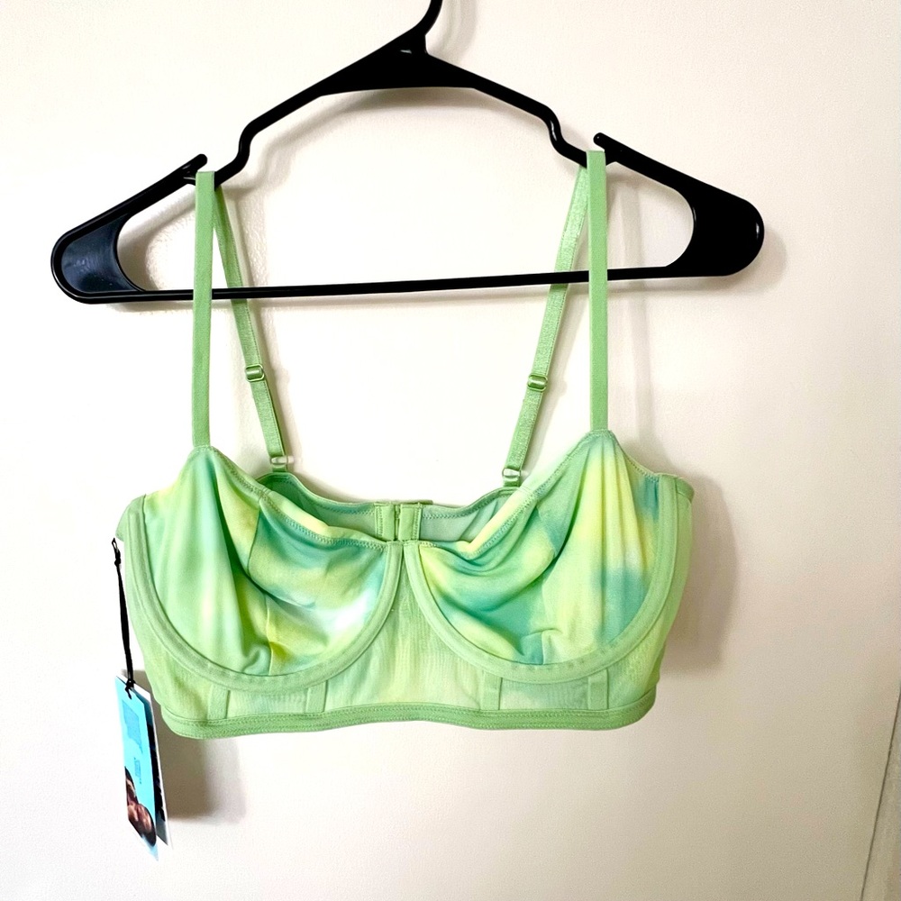 Future Collective Long Sleeve Tie-Dye Mesh Crop Top and Bralette